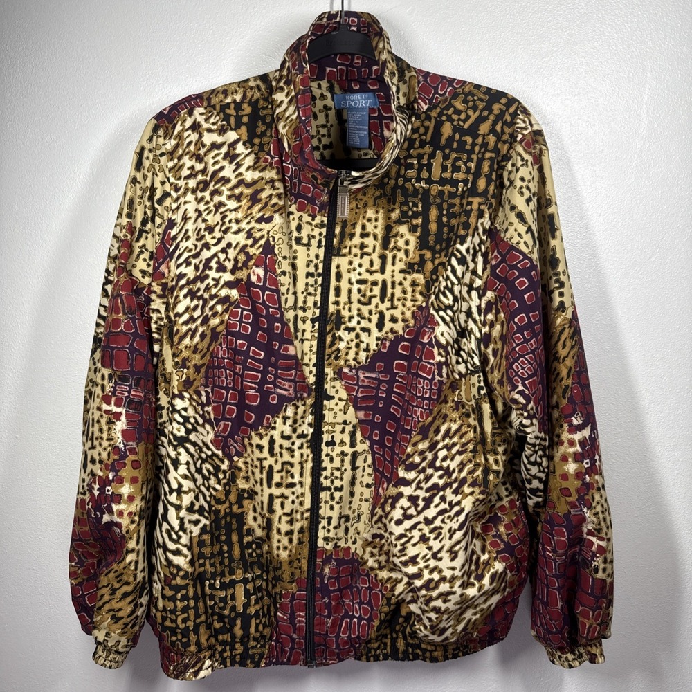 Koret Sport Women Zip Lightweight Windbreaker Jacket in Abstract Size‎ Large